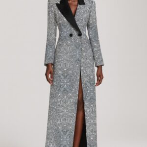 SILVER SEQUIN BLAZER GOWN