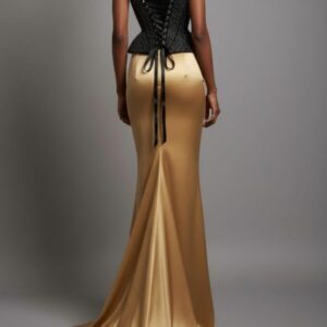 GOLD SATIN TRAIN SKIRT