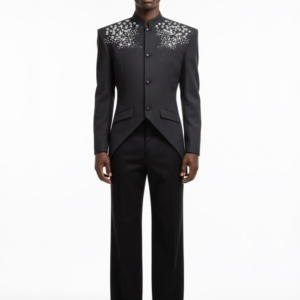 CHARCOAL BLACK CRYSTAL EMBELLISHED SUIT