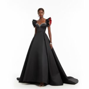BLACK CRYSTAL EMBELLISHED BALL GOWN